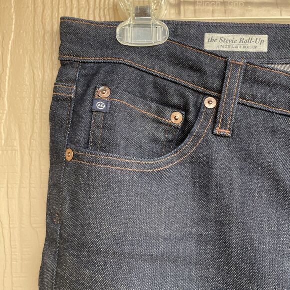 AG Adriano Goldschmied Stevie Roll Up Jean Womens 29R Slim Straight Cropped Dark - Picture 4 of 12